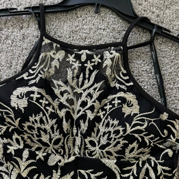 Xtraordinary Embroidered Tulle Dramatic High-Low Dress Black/Gold Size 5 - Picture 4 of 12